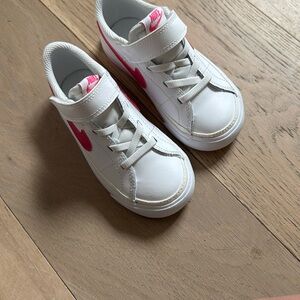 Nike White and Pink Classic Sneakers